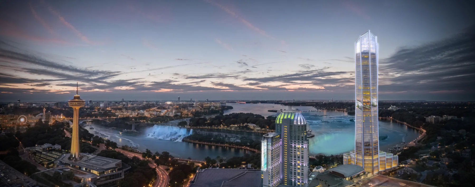 High-rise hotel concept composited into site context