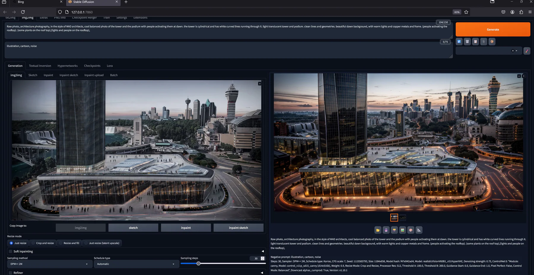 Automatic1111 interface showing local image generation settings