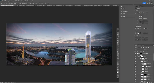 Photoshop interface for compositing an AI-assisted architecture visualization