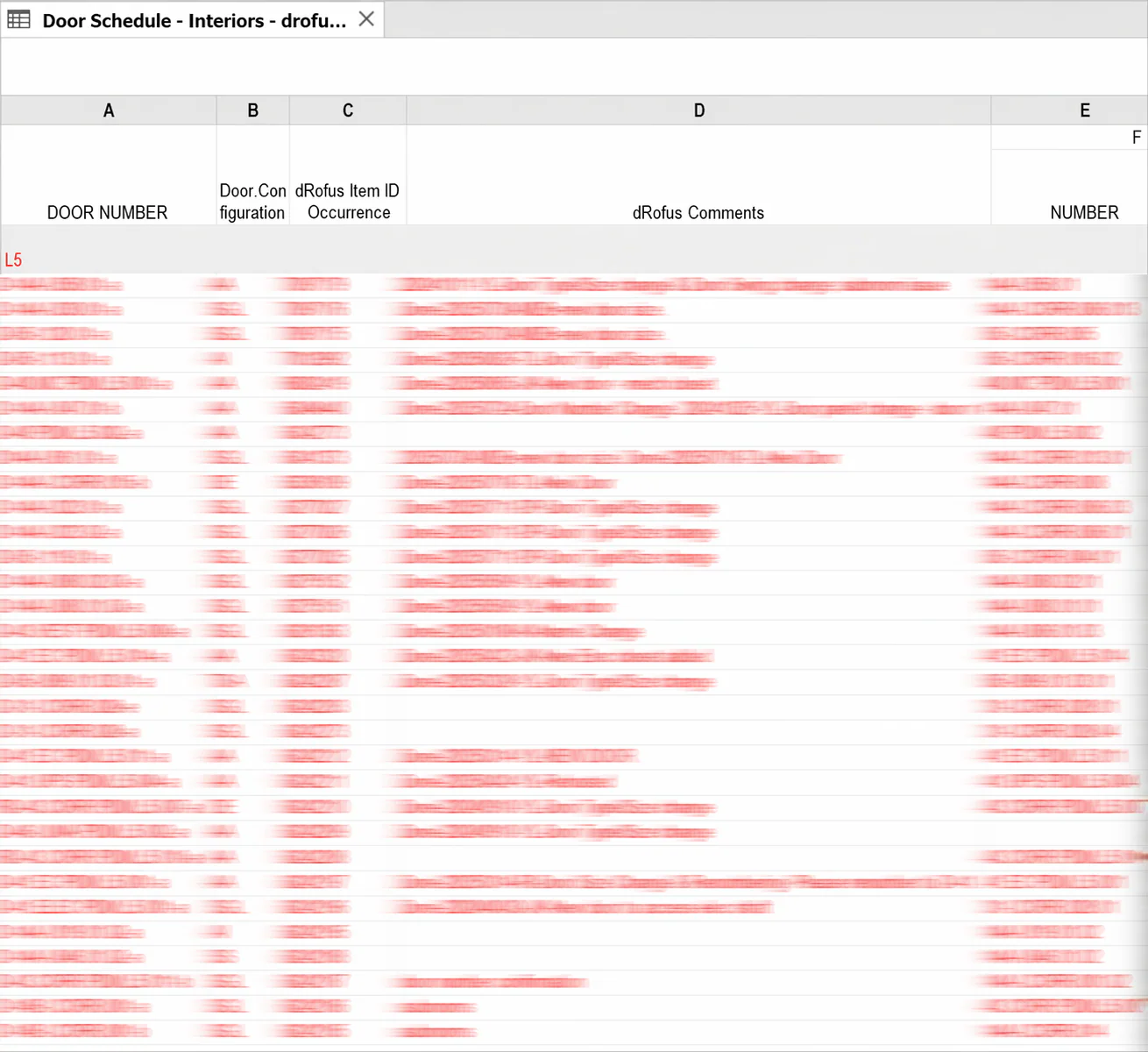 Door schedule discrepancy log