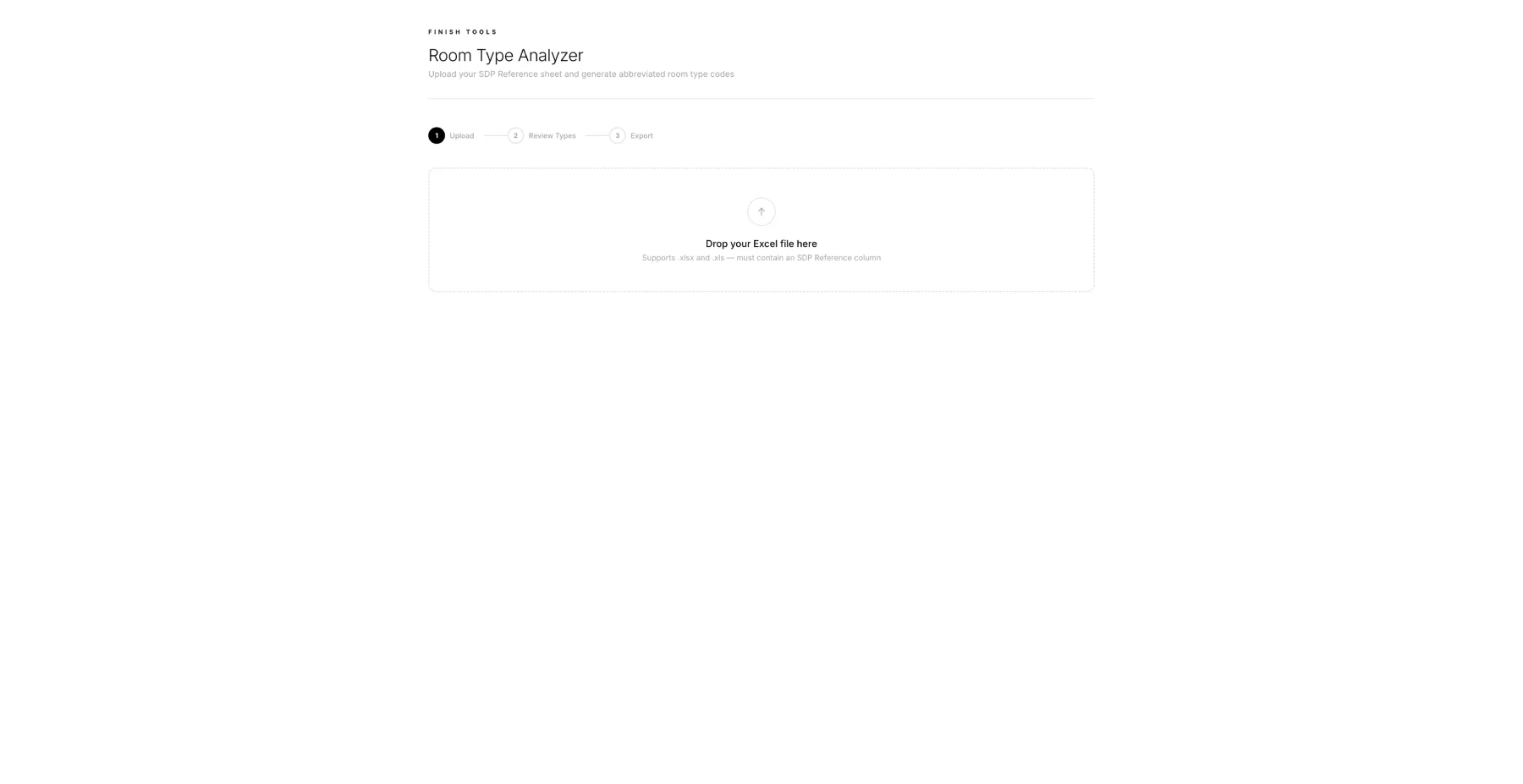 Room Type Analyzer upload screen