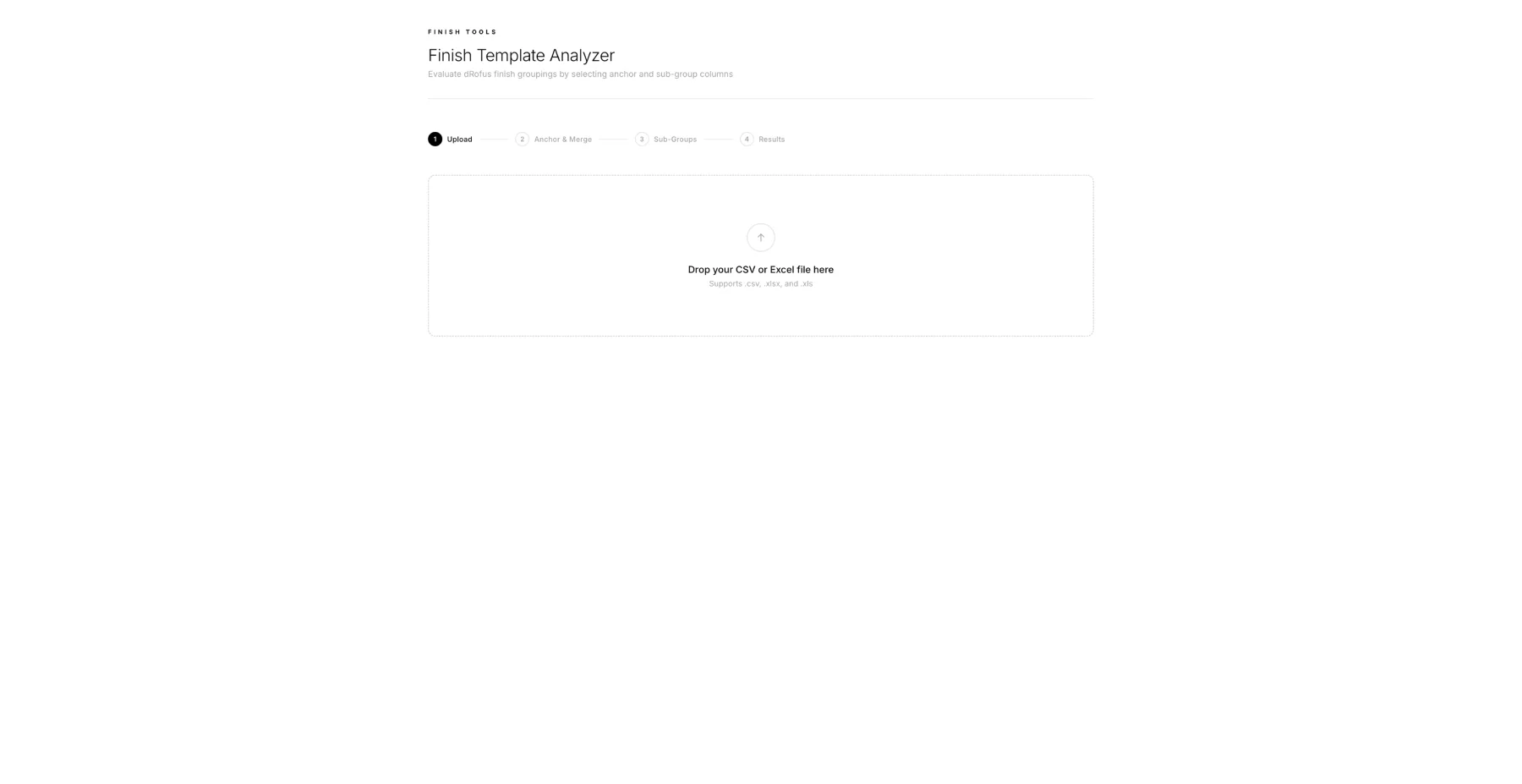 Finish Template Analyzer upload screen